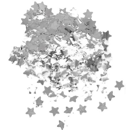 Confetti in Foil Stelle Argento Metallizzato "Silver" 50gr Confetti Stelle e Cuori