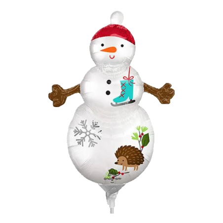 Palloncino in Foil 14" Mini Shape Pupazzo di Neve "Woodland Snowman" Palloncini Foil Natale