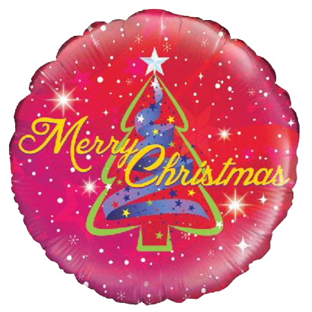 Palloncino in Foil 18" Rosso con Albero di Natale "Merry Christmas" Palloncini in Foil Oaktree