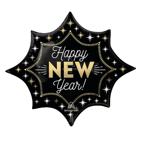 Palloncino in Foil 35" Super Shape Flash Happy New Year "Midnight Glam Burst" Capodanno
