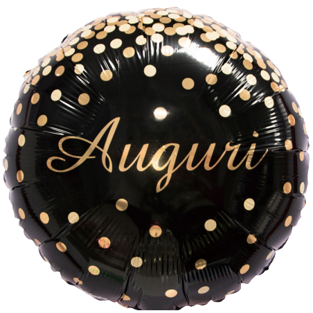Palloncino in Foil 18" Nero e Oro "Auguri" In Italiano