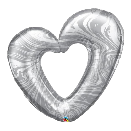Palloncino in Foil 42" Super Shape Cuore Argento Marmorizzato Anniversario