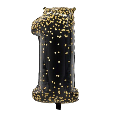 Palloncino in Foil 40" N.1 Nero con Coriandoli Oro Accessori e Palloncini 18° Compleanno