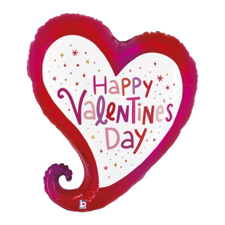 Palloncino in Foil 37" Super Shape Cuore Stilizzato "Valentine Sparkle Heart" Amore, Matrimonio o Anniversario Grabo