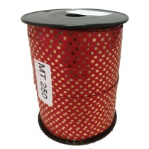 Nastrino Rosso con Pois Argento Metallizzato 10mm x 250mt Nastrini Pois