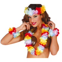 Kit Hawaiano Multicolor Extra 4pz Accessori Persona Tropicali
