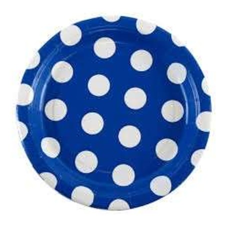 Piatto di Carta 18cm Blu Pois Bianco 8pz Tavola e Decorazioni Papà