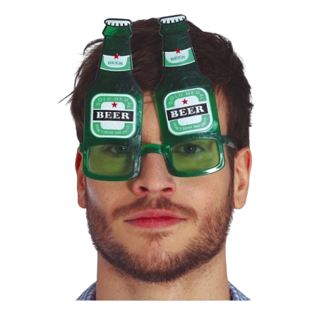 Occhiali Sagomati Bottiglia di Birra Verde "Beer" Oktoberfest Birra