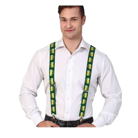 Bretelle in Tessuto con Boccali di Birra Palloncini e Accessori St. Patrick's