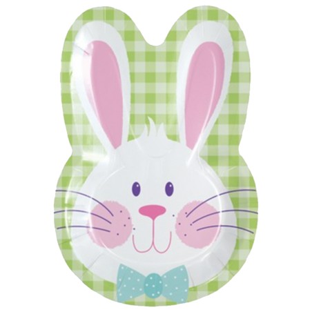 Piatto di Carta 22cm sagomato Coniglio Pasqua "Bright Bunny" 8pz Coordinati e Tavola Pasqua