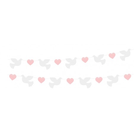 Ghirlanda Colomba Rosa "Garland Doves" 1,5mt Festoni e Ghirlande