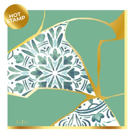 Tovagliolo di Carta 33x33cm Mosaico "Kintsugi Green" 16pz Kintsugi Green & Yellow