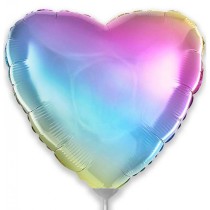 Palloncino in Foil 9" Mini Shape Cuore Arcobaleno "Pastel Rainbow" Cuori