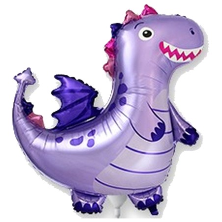 Palloncino in Foil 14" Mini Shape Drago Lilla "Dragon" Draghi e Dinosauri