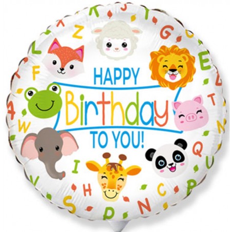 Palloncino in Foil 9" Mini Shape Happy Birthday Animali della Giungla Animali (Giungla e Bosco)