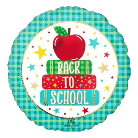 Palloncino in Foil 18" Rientro a Scuola Mela e Libri "Back To School" Scuola