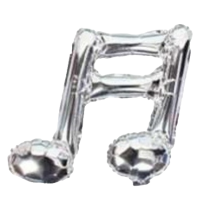 Palloncino in Foil 18" Nota Musicale Biscroma Argento 5pz Musica