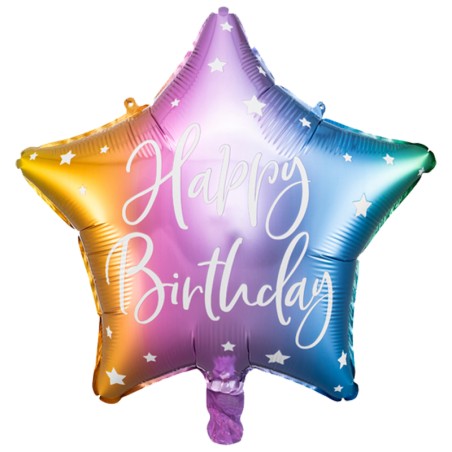 Palloncino in Foil 16" Stella Multicolor "Happy Birthday" Generico