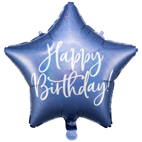 Palloncino in Foil 16" Stella Blu Navy "Happy Birthday" Generico