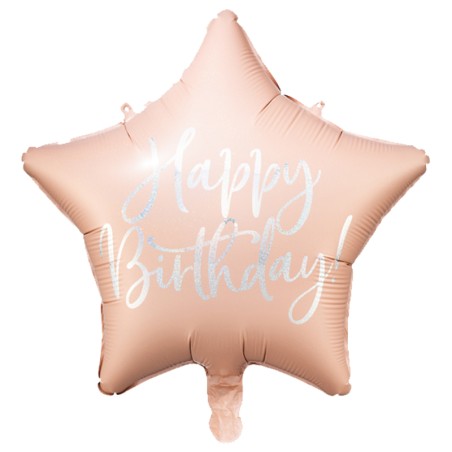 Palloncino in Foil 16" Stella Cipria "Happy Birthday" Generico