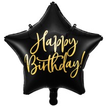 Palloncino in Foil 16" Stella Nera "Happy Birthday" Generico