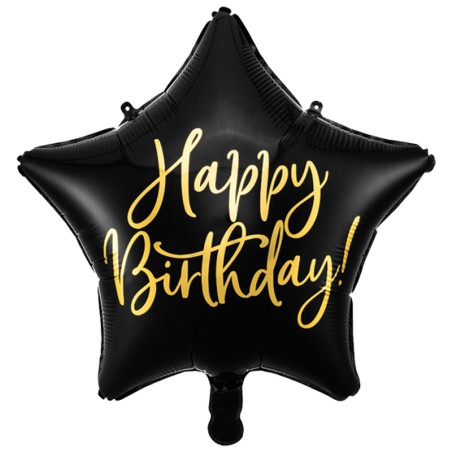 Palloncino in Foil 16" Stella Nera "Happy Birthday" Generico