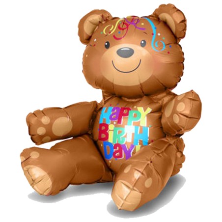 Palloncino in Foil 19" Air Filled Orso "Happy Birthday Bear" Generico