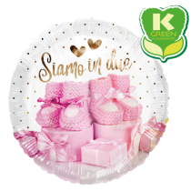 Palloncino in Foil 18" Scarpette Rosa "Siamo in Due" Nascita e Battesimo