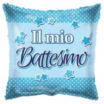 Palloncino in Foil 18" Quadrato "Il mio Battesimo" Celeste Nascita e Battesimo