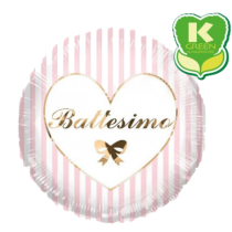 Palloncino in Foil 18" Battesimo Rosa e Oro "Stripes" Nascita e Battesimo