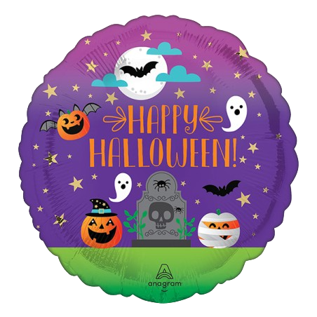 Palloncino in Foil 18" Viola Halloween Spettrale "Fun and Spooky" Palloncini Foil Halloween