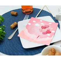 Tovagliolo di Carta 33x33cm Amore Rosa "Love Is In The Air" 20pz Coordinati Festa Amore