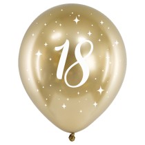 Palloncino in Lattice 12" Oro 18 anni "Glossy Gold" 6pz 18° Compleanno
