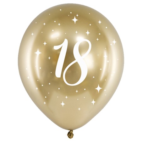 Palloncino in Lattice 12" Oro 18 anni "Glossy Gold" 6pz 18° Compleanno