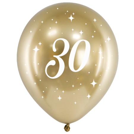 Palloncino in Lattice 12" Oro 30 anni "Glossy Gold" 6pz 30°40°....... Compleanno