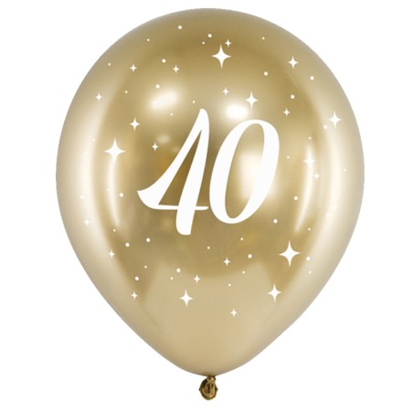 Palloncino in Lattice 12" Oro 40 anni "Glossy Gold" 6pz 30°40°....... Compleanno