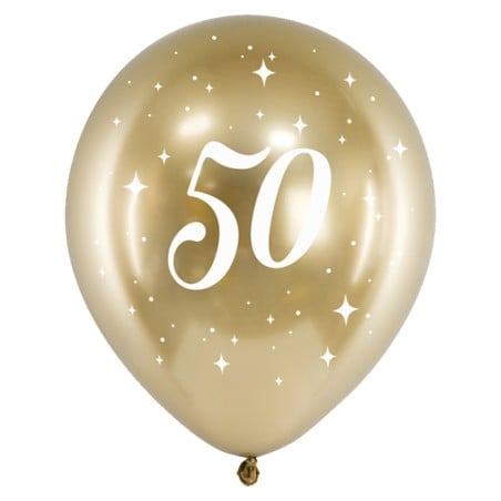 Palloncino in Lattice 12" Oro 50 anni "Glossy Gold" 6pz 30°40°....... Compleanno