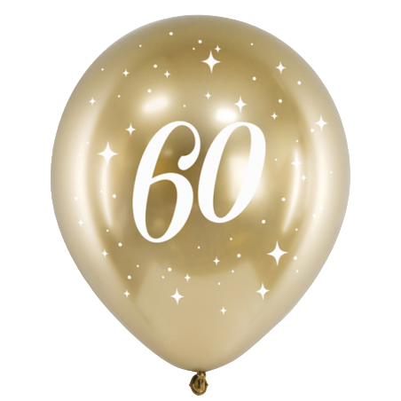 Palloncino in Lattice 12" Oro 60 anni "Glossy Gold" 6pz 30°40°....... Compleanno