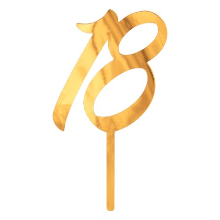 Cake Topper di Plastica Oro Metallizzato Sagomato N.18 Tavola 18° Compleanno