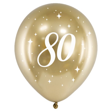 Palloncino in Lattice 12" Oro 80 anni "Glossy Gold" 6pz 30°40°....... Compleanno