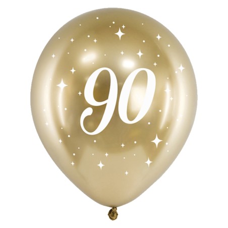 Palloncino in Lattice 12" Oro 90 anni "Glossy Gold" 6pz 30°40°....... Compleanno