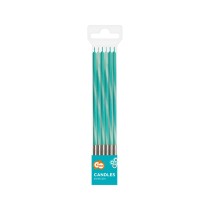 Candelina Stelo 15cm Ombre Bianco e Acquamarina 6pz Candeline Stelo