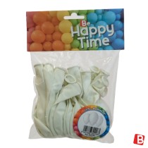 Palloncino in Lattice 10" G90 Bianco "White 001" 25pz Gemar Blister "Happy Time"