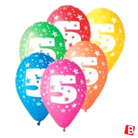 Palloncino in Lattice 12" N.5 Colori Assortiti 10pz Gemar Blister "Happy Time"