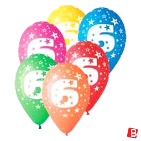 Palloncino in Lattice 12" N.6 Colori Assortiti 10pz Gemar Blister "Happy Time"