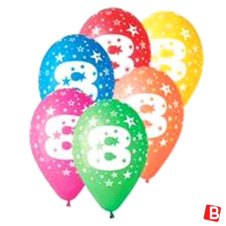 Palloncino in Lattice 12" N.8 Colori Assortiti 10pz Gemar Blister "Happy Time"