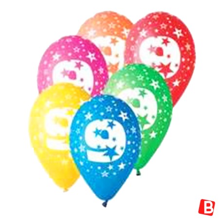 Palloncino in Lattice 12" N.9 Colori Assortiti 10pz Gemar Blister "Happy Time"