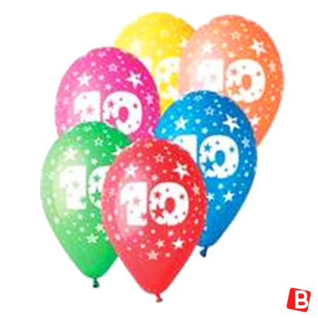 Palloncino in Lattice 12" N.10 Colori Assortiti 10pz Gemar Blister "Happy Time"