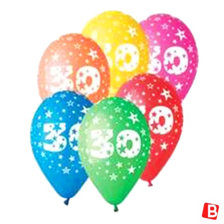 Palloncino in Lattice 12" N.30 Colori Assortiti 10pz Gemar Blister "Happy Time"