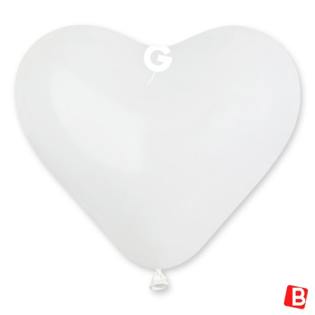 Palloncino in Lattice 10" Cuore Bianco "White 001" 16pz Gemar Blister "Happy Time"